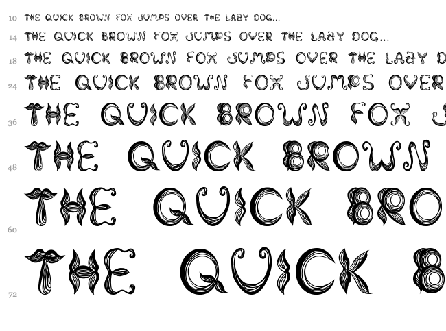Stroke Mustache font waterfall